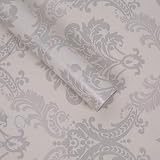 LEPENDOR Silver Damask Peel and Stick Wallpaper 0.45x3m Waterproof Decorative view 2