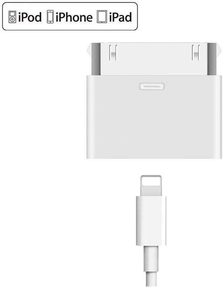 Sartyee 8 Pin Female to 30 Pin Male Adapter | Charge & Sync Connector | Compatible with Smartphones, Tablets, Cars, Sound-Docks and More | White