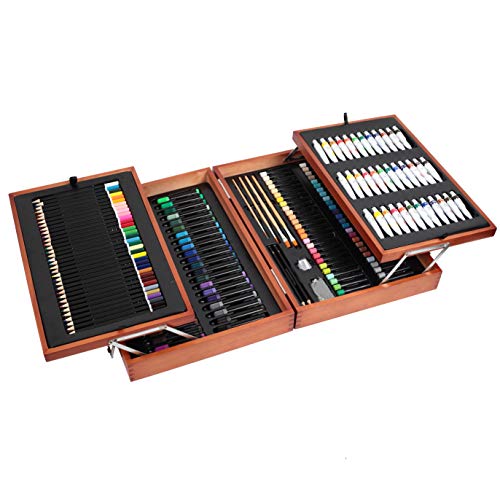 Falling in Art 174pcs Drawing Painting Set, Children Art Kit in a Wooden Toolbox