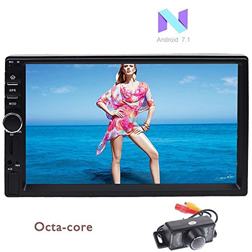 2GB +16GB Android 7.1 Octa Core Double Din Car Stereo Universal 2 Din Car Auto Radio Head Unit GPS Sat Navigation Support Bluetooth Fast-boot/4G/3G WIFI/SWC/USB SD /OBD/DVR+Backup Camera