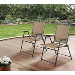 Amazon.com: Mainstays Pleasant Grove Sling Folding Chair, Set of 2 (Tan