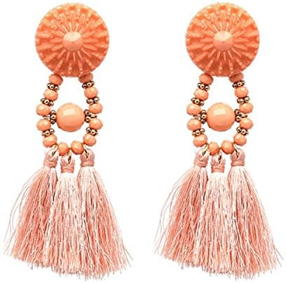 Earings Women Fashion Rope Tassel Jewelry Big Elegant Long Tassel Beads Earrings Women Fringing Earrings Jewelry Pink