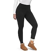 CAMPSNAIL Fleece Lined Leggings Women - Thick Soft High Waisted Black Tummy Control Thermal Warm Velvet Pants for Cold Winter