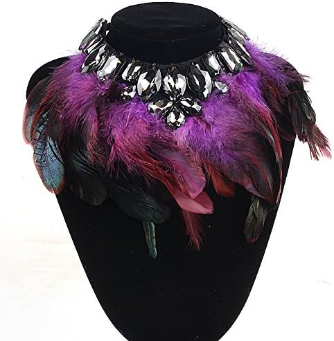 ZMZY Maxi Style Crystal Feather Necklace Collar Choker Necklace for Women (XL005)
