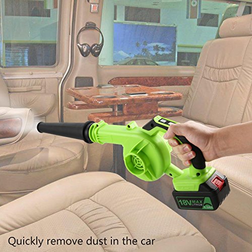 Utheing Cordless Blower 18V Max 4AH 110V Lithium-Ion Electric Leaf Cordless Blower Sweeper (Green)