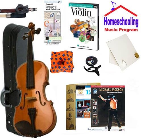 Homeschool Music - Learn to Play the Violin Pack (Michael Jackson Music Book Bundle) - Includes Student 1/2 Violin w/Case, DVD, Books &amp; All Inclusive Learning Essentials
