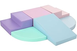 TODIBY 6-Piece Foam Climbing Blocks for Toddlers: PU Leather Colorful Baby Foam Climbing Gym Indoor Toy Building Blocks