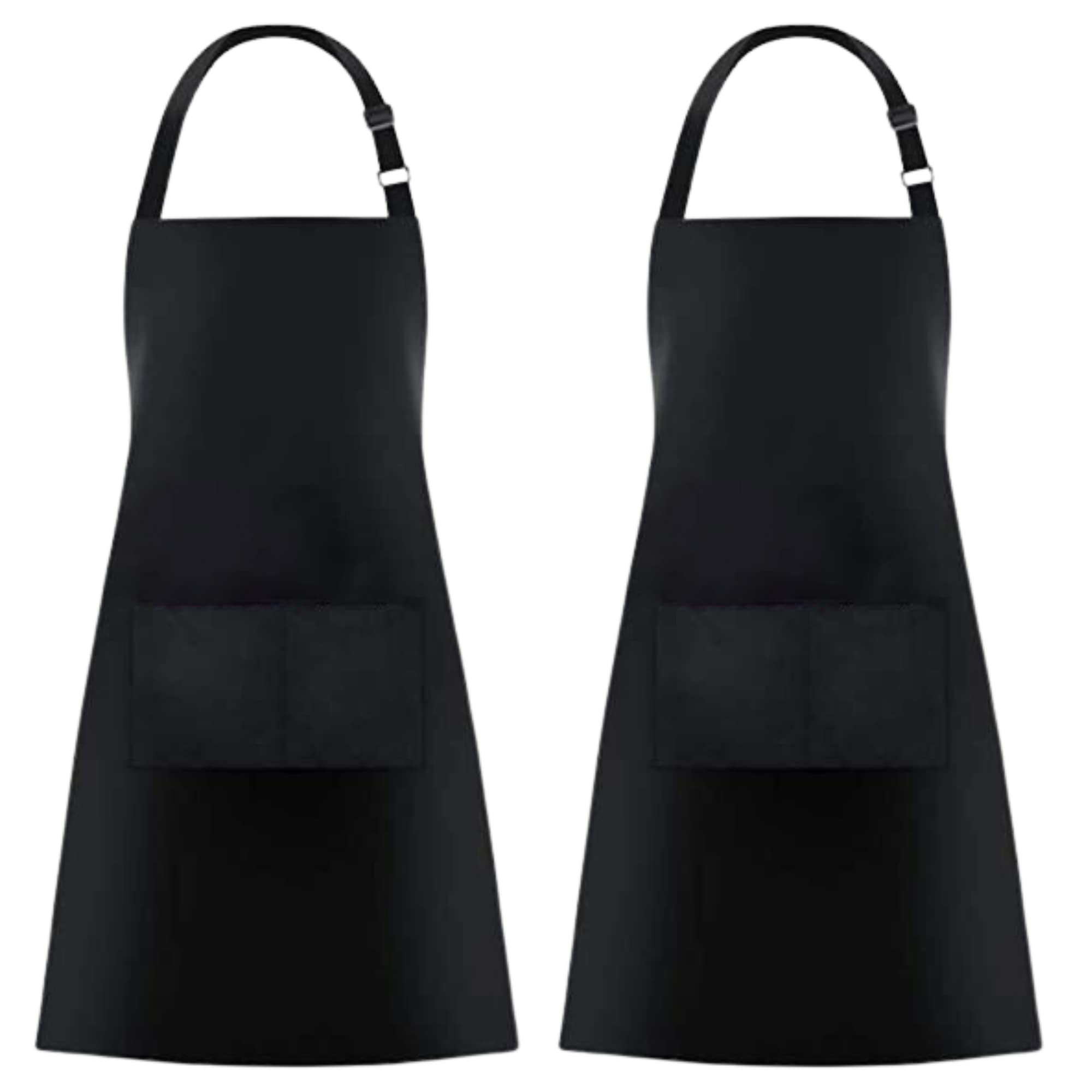 Bebuz 2 Pack Aprons for Women Men with 2 Pockets Chef Kitchen Baking Restaurant Bistro BBQ Black