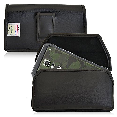 Galaxy S5 Active Holster, Turtleback Samsung Galaxy S5 Active Belt Case, Black Leather Pouch with Executive Belt Clip, Horizontal Made in USA - Thumbnail 3