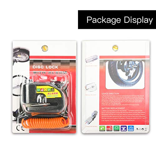 image for TANDD Anti-Theft Disc Brake Bicycle Lock with 110dB Alarm Sound, Water