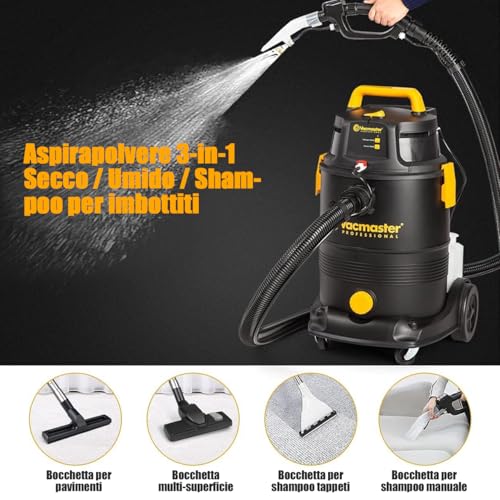 Vacmaster VK1330PWR 1300W 30L 3-in-1 Vacuum Cleaner, Wash & Dry, Cleans Floors & Carpets, Bin and Towing Vacuum Cleaner