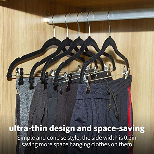 Fayleeko Velvet Skirt Hangers Clothes with Clips Ultra Thin Non Slip 20 Pack Velvet Pants Hangers Space Saving Clothing Hanger