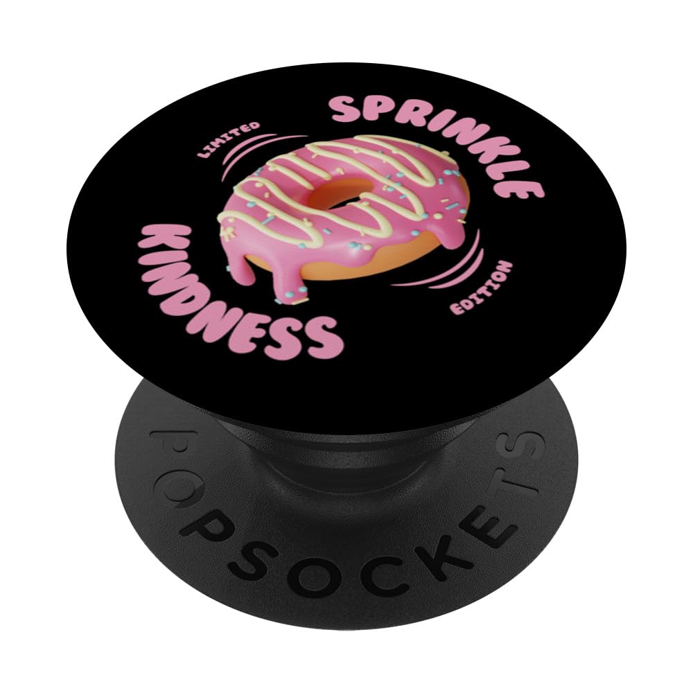 Sprinkle Kindness Donut Lover Strawberry Sprinkles Dark PopSockets Swappable PopGrip