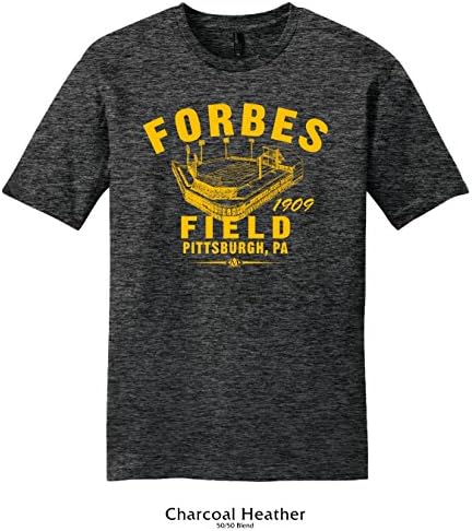 Throwbackmax 1909 Forbes Field Football Tee Shirt (XL, Charcoal Heather)