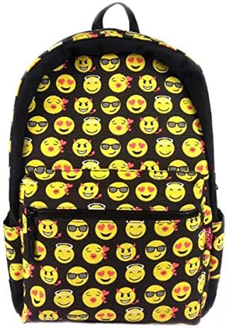 Hanshu Graffiti Emoji Backpack Smiley Shoulder Day Pack for Kids, Style 2