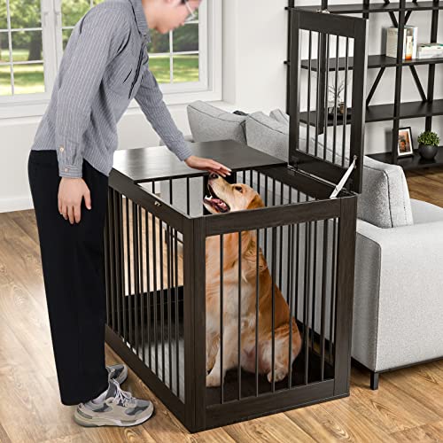 Wooden Dog Crate End Table Large, Furniture Style Dog Crates, Dog