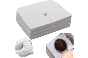 PUPOPIK Disposable Face Cradle Covers (100pcs White) Cotton Soft Non-Sticking Massage Face Covers/Headrest Covers for Massage Tables & Massage Chairs Beauty Spa Salon Bed, 14.6 x 10.6 inch (White 100 Count)