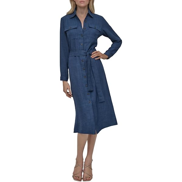 white christmas dresses Miami Dress in Denim with Black Ribbon Trim Xs / 6645-DEN main image 1
