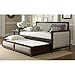 Grandover Wood Daybed with Cream Upholstered Panels and Roll Out Trundle Drawer, Espresso Finish, Twin
