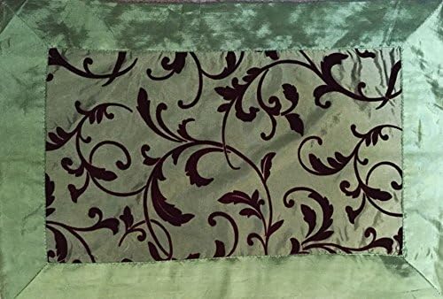 Catherine Lillywhite Green Red Velvet Flocked Scroll Placemats Set of 4