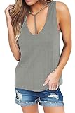 Bdcoco Women's Sleeveless Summer Blouse T Front Strappy Scoop Neck Casual Tank Tops