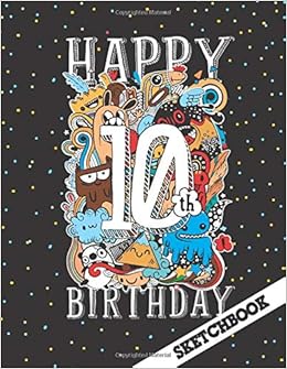 Happy 10th Birthday Sketchbook 10 Year Old Gift Ideas Cute Monsters Drawing Pad For Kids Blank Sketch Book For Writing Doodling Sketching Greeting Card Alternative Doodle Art For Boys Girls 8 5x11 Jones,Outline Horse Line Drawing