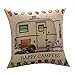 Do4U Printed Cotton Linen Square Happy Campers Pattern The Campers Gifts Sofa Simple Cushion Pillow Cover Cases 18x18 Inches Birthday Gift Campers Gifts