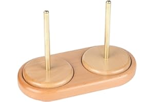 FantasyDay Double Wooden Yarn Holder, Handmade Yarn Ball Holder Crocheting Spindles Twirling Yarn Holder Stand- Firm Base - S