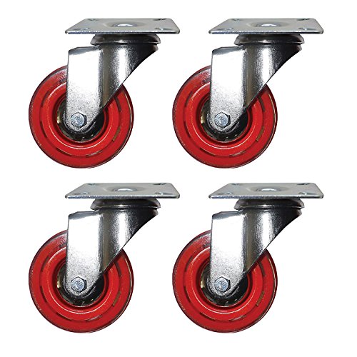 Headbourne 8266E Designeer Swivel Plate Casters with 132 Lb. Load Capacity,  3", Rhubarb Red, 4-Pack - Thumbnail 5