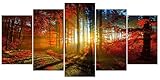 Funpark Art Red Forest Painting Modern Landscape Canvas Print Abstract Contemporary Wall Art Giclee Artwork Stretched Pictures Framed and Stretched