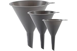 Floopstyle 3-Piece Plastic Kitchen Funnel Set, Round Multipurpose Funnels for Filling Bottles, Canning, Cooking, Laboratory, 