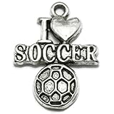 10 Love Soccer Charms silver tone