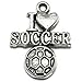 10 Love Soccer Charms silver tone