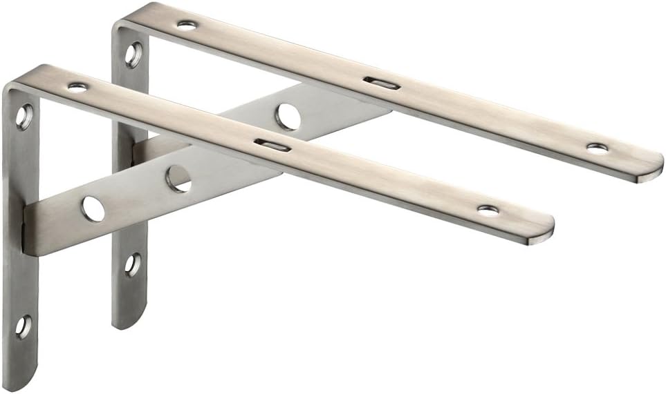 Mellewell 2 PCS Stainless Steel Heavy Duty L Shaped Triangle Shelf Bracket Corner Brace Support Fastener Wall Hanging, 150 x 100 mm, CB8021A-2