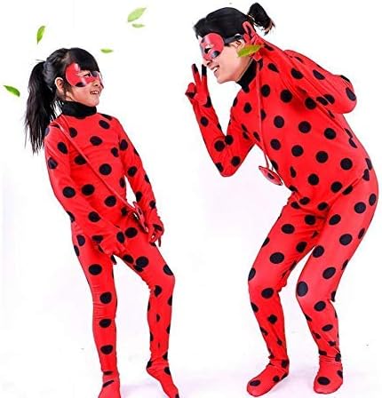 JIE Halloween Performance Costume Seven-Star Ladybug Mask Clothes One-Piece Tights Wig Shooting Props