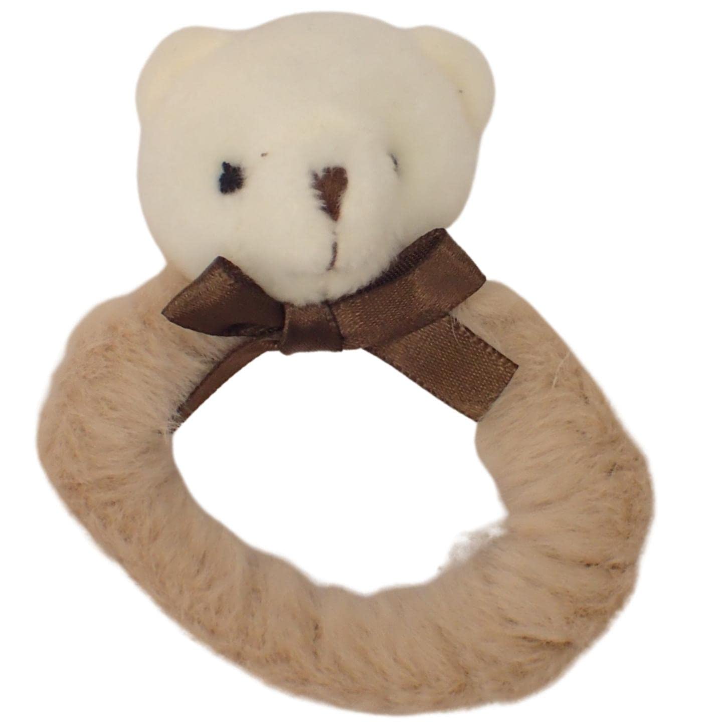 Topkids Accessories Fluffy Teddy Bear Faux Fur Scrunchie, Scrunchie for Thick & Thin Hair for Women & Girls, Pretty Kids Hair, Hair Tie, Hair Bobbles, Fluffy Bear Scrunchies (Brown Bear)