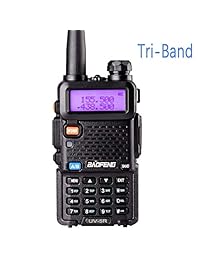 Tri Band Radio BaoFeng serie Walkie Talkies UV 5RX3 VHF 1.25M UHF Radio amateur de dos vías de jamón con audífono y juego de micrófono de LUITON