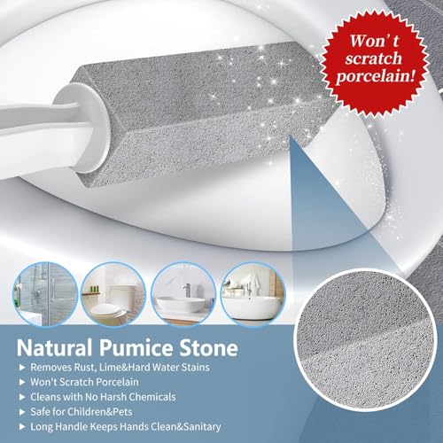 YOKNETIG 4pcs Escobillas de Inodoro de Piedra,Bloque para Limpieza,Escobilla De Baño De Piedra Pómez con Mango Colgante para Manchas de Agua Dura en Inodoros,Parrillas,Azulejos y Lavabos (4)