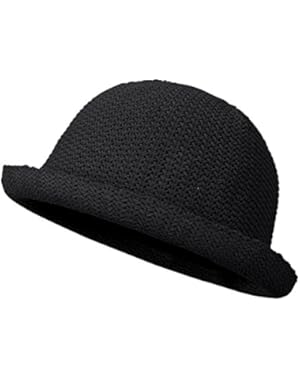 Solid Color Knitted Round Top Bowler Fedora Turn Up Feminine Bucket Hat