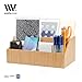 MobileVision Bamboo Media Storage Organizer Holder for Remote Controls, Video Games, Audio Accessories, Small Electronics Caddy & Office Organizer