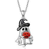 SHAOAN 925 Sterling Silver Halloween Ghost Pumpkin Pendant Necklace Halloween Jewelry Gift for Women