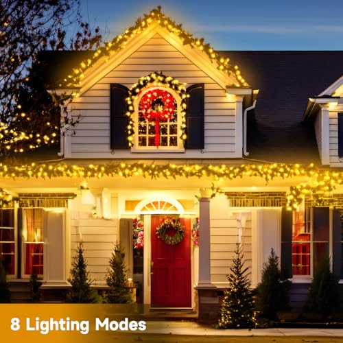 Electight 2 Pack 20M Solar String Lights Outdoor, Total 400 LED Solar Powered Fairy Lights, 8 Modes & IP65 Waterproof Lights for Tree, Patio, Garden, Yard, Home, Party, Christmas (Warm White)