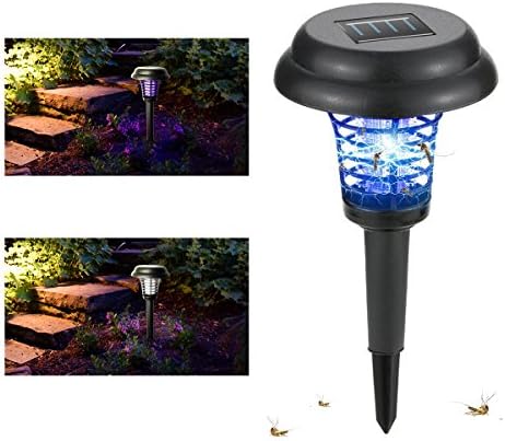 Wrcibo Solar Bug Zapper, Mosquito Killer Mosquito Zapper Electronic Insect Bug Worm Killer LED Solar Powered Outdoor Garden Lawn Camping Lamp Whole Night Protector 2 in 1 Zapper and Light