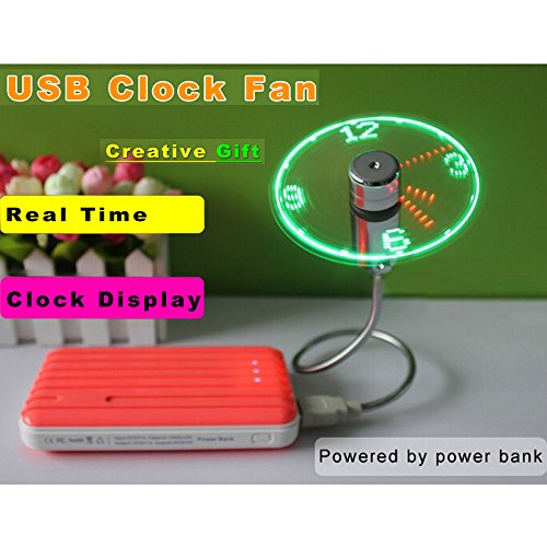 USB Mini Flexible Time Clock Fan with LED Light Real Time Display Cool