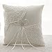 AmaJOY Satin and Lace Wedding Ring Pillow Cushion Embroider Flower with Bow , 8 Inch (21cmx 21cm) Ring Bearer for Beach Wedding, Wedding Ceremony
