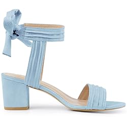 Allegra K Women's Open Toe Ankle Tie Back Sky Blue
