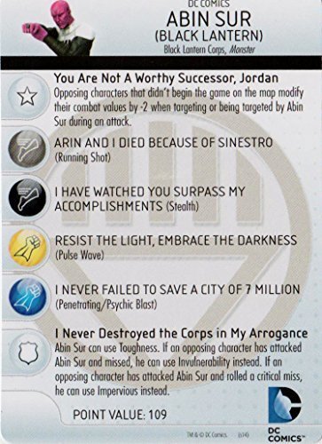 Heroclix DC War of Light #046a Abin Sur (Black Lantern) Figure Complete with Character Card