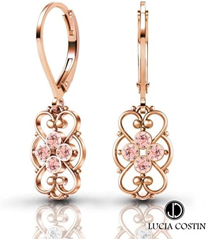 24K Rose Gold Plated Dangle Earrings by Lucia Costin