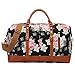 CAMTOP Weekender Travel Bag Women Ladies Overnight Bags PU Leather Trim Canvas Carry On Duffle (Flower)