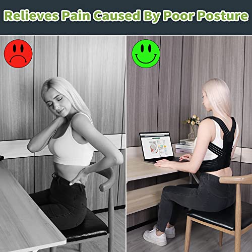 VOLOSA Back Brace Posture Corrector for Women and Men, Adjustable Upper Back Straightener Hunchback Corrector for Spine, Back, Neck, Clavicle and Shoulder, Improves Posture and Pain Relief (L)